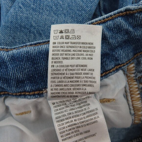 American Eagle Women 4 Highest Rise Mom Short Blue Denim Jean Distressed Cotton - Picture 12 of 14